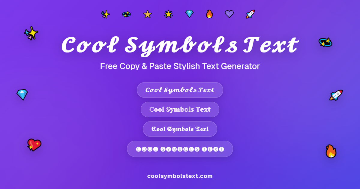 Cool Symbols Text preview showing fancy fonts and decorative symbols